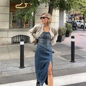 Zara denim midi dress | Size XS | Good fit | Navy blue